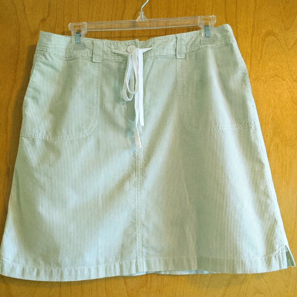 Talbots Seersucker Drawstring Skirt Size 10
